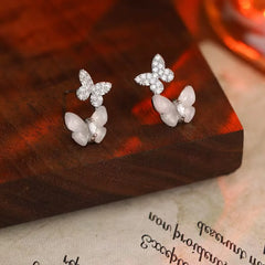 Women Flower Butterfly Small Mini Simple Stud Earring Fashion Chic Glitter Sparking Elegant High Quality Jewelry Accessories