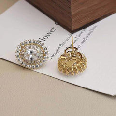 Fashion Luxury Rhinestone Flower Stud Earrings for Girls Sweet Elegant Graceful Jewelry for Women Ladies Accessories Wholesale