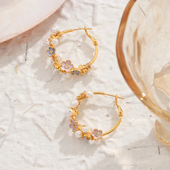 Fashion Flower Copper 18K Gold Plated Hoop Earrings for Girls Sweet Butterfly Jewelry for Women Ladies Wholesale China Supplier