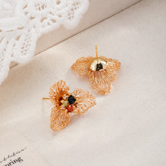 Women Flower New Design Zircon S925 Silver Copper Wire Earring Factory Price Low MOQ Fashion Chic Jewelry for Daily Causal Use
