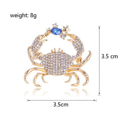 Fashion Animals Rhinestone Crab Elegant Brooches for Girls Stylish Trendy Pins Jewelry for Women Ladies Accessories Wholesale