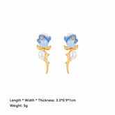 Female Charms Rose Flower Blue Pink Freshwater Pearl S925 Silver 18k Gold-plated Earring Low MOQ in Stock Jewelry for Women