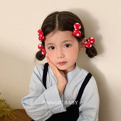 Sweet Simple Polka Dot Bowknot Scrunchies for Baby Girls Kawaii Sweet Trendy Hair Clips for Kids Children Hair Accessories