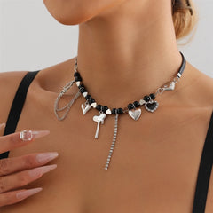 Fashion Sweet Heart Shaped Beads Necklaces for Girls Elegant Spicy Glamorous Jewelry for Women Ladies Choker Accessories Female
