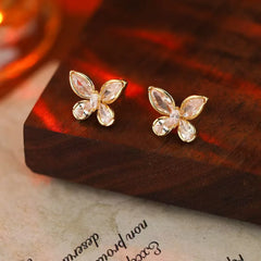 Ladies Butterfly Rabbit Rhinestone Small Stud Earring Fashion Glitter Sparking High Quality Jewelry Accessories for Women Causal