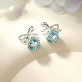 Fashion Rhinestone Bowknot Glitter Stud Earrings for Girls Heart Shaped Sparkle Jewelry for Women Ladies Accessories Wholesale