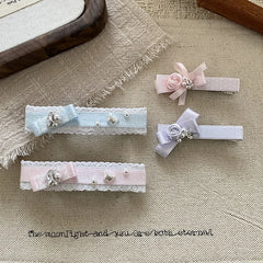 Lace Pearl Bow Flower Hairpin Small Size Hair Clips for Women Girls Spring Princess Sweet Barrette Hair Accessories Wholesale