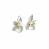 Fashion Flower Copper 18K Gold Plated S925 Silver Stud Earrings for Girls Freshwater Pearl Jewelry for Women Ladies Wholesale