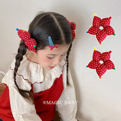 Fashion Cute Sweet Classic Star Polka Dot Scrunchies for Baby Girls Elegant Kawaii Hair Clips for Kids Children Hair Accessories