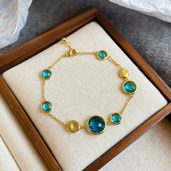 Fashion Elegant Copper 18K Gold Natural Stone Beracelets for Girls Zircon Luxury Jewelry for Women Ladies Wholesale Low MOQ