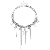 Fashion Link Star Tassel Necklaces for Girls Art Deco Dainty Glamorous Jewelry for Women Ladies Accessories Wholesale Female