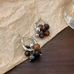 Fashion Sweet Beads Glamorous Charms Hoop Earrings for Girls Elegant Chic Art Deco Insta Jewelry for Women Ladies Accessories