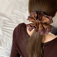 Girls Autumn Winter Solid Color Thick Thin Hair Scrunchies Chic Vintage Elegant Ponytail Holder in Stock Hair Ties Accessory
