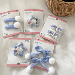 Fashion Blue Solid Color Bowknot Hair Clips for Baby Girls Elegant Sweet Alligators for Kids Children Hair Accessories in Stock