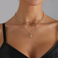 Fashion Glitter Multi Layer Glitter Necklaces for Girls Sweet Elegant Glamorous Jewelry for Women Ladies Accessories Wholesale