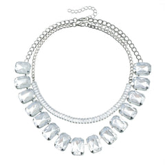 Fashion Glitter Rhinestone Necklaces for Girls Layered Wearing Elegant Glamorous Jewelry Sets Suits for Women Ladies Accessories