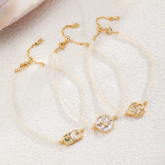 Fashion Pearl Hand-Painted Drip Glaze Elegant Bracelets for Girls Sweet White Zircon Jewelry for Women Ladies Wholesale Bulk