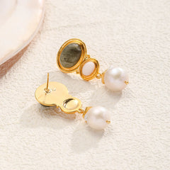 Women Black Gray Natural 18k Gold-plated S925 Silver Earring Fashion Elegant Charms Low MOQ Factory Price in Stock Jewelry