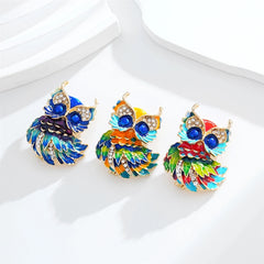 Fashion Animals Owl Colorful Glitter Sparkle Brooches for Girls Sweet Trendy Pins Jewelry for Women Ladies Accessories Wholesale