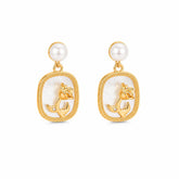 Fashion White Shell Copper 18K Gold Plated Drop Earrings for Girls Glitter S925 Silver Jewelry for Women Ladies Wholesale Bulk