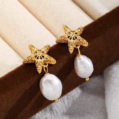 Female Star Baroque Pearl S925 Silver 18k Gold-plated Earring Simple Elegant Charms Low MOQ in Stock Jewelry for Women Causal