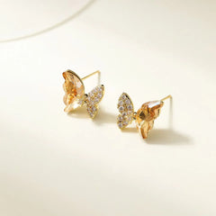 Girl Bow Butterfly Crystal Rhinestone Small Stud Earring Fashion Chic Simple Lightweight Customized Bulk Order Jewelry Accessory
