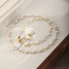 Fashion Glass Crystal Pearl Necklaces for Girls Sweet Elegant Trendy Jewelry for Women Ladies Wholesale China Manufacturer