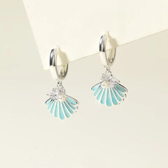 Fashion Trendy Classic Imitation Pearl Drop Earrings for Girls Ocean Blue Shell Sea Jewelry for Women Ladies Accessories Chic