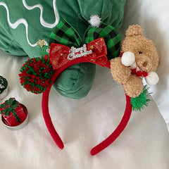 2025 Christmas Bowknot Bear Fashion Classic Hair Bands for Baby Girls Cute Sweet Head Band for Kids Children Hair Accessories