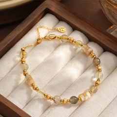 Fashion Natural Stone Mother of Pearl Beads Bracelets for Girls 18K Gold Plated Jewelry for Women Ladies Accessories Wholesale