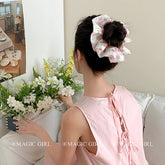 Hot Sale Flower Decorative Large Scrunchies Fashion Elegant Beauty Wholesale in Stock Hair Ties Accessories for Women Kids Daily