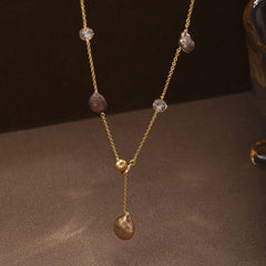 Female Vintage Elegant Glass Glaze Baroque Pearl Necklace Low MOQ in Stock Fashion Trendy Jewelry for Women Daily Party Use