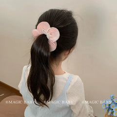 Sweet Fashion Cute Imitation Pearl Bowknot Velvet Hair Ties for Baby Girls Flower Scrunchies for Kids Children Hair Accessories
