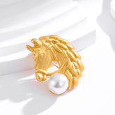 Fashion Horses Trendy Stylish Brooches for Girls Elegant Luxury Imitation Pearl Pins Jewelry for Women Ladies Accessories