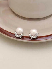 Sweet Cute Simple Imitation Pearl Glitter Stud Earrings for Girls Kawaii Elegant Jewellry for Women Ladies Accessories Wholesale