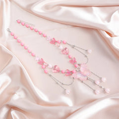 Fashion Sweet Butterfly Tassel Princess Style Necklaces for Girls Fairy Beads Flowers Jewelry for Kids Children Accessories