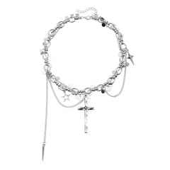 Fashion Gothic Cross Layered Wearing Necklaces for Girls Sweet Spicy Jewelry for Women Ladies Accessories Chinese Supplier