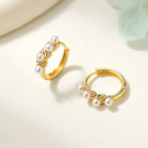 Elegant Fashion Imitation Pearl Dainty Hoop Earrings for Girls Charms Art Deco Simple Jewelry for Women Ladies Accessories