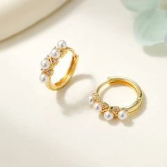 Elegant Fashion Imitation Pearl Dainty Hoop Earrings for Girls Charms Art Deco Simple Jewelry for Women Ladies Accessories