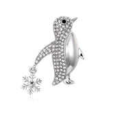Fashion Snow Flake Birds Penguin Brooches for Girls Glitter Sparking Elegant Pins Jewelry for Women Ladies Accessories Wholesale