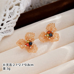 Women Flower New Design Zircon S925 Silver Copper Wire Earring Factory Price Low MOQ Fashion Chic Jewelry for Daily Causal Use