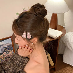 Women Pink Rhinestone Imitation Pearl Hair Clips Fashion Sweet Sparking Customized in Stock Wholesale Snap Clips Accessories