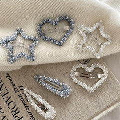 Fashion Luxurious Heart Star Glitter Hair Clips for Girls Elegant Sweet Snap Clips for Women Ladies Hair Accessories Chic