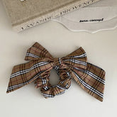 Classic Simple Plaid Bowknot Hair Ties for Girls Elegant French Style Scrunchies for Kids Children Hair Accessories in Stock
