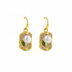 Women Flower Hand-Painted Drip Glaze Freshwater Pearl 18k Gold-plated Necklace Earring Low MOQ in Stock Jewelry for Causal