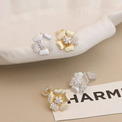 Ladies Hot Sale Flower Shape Mini Clip-on Earring Fashion Elegant Charms Luxurious Bulk Order Jewelry Accessories for Causal