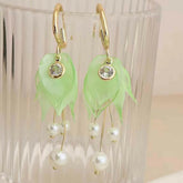 Ladies Imitation Pearl Hot Sale Blue Green Pink Drop Earring Sweet Elegant Fashion Dainty Bulk Jewelry Accessories for Causal