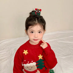 2025 Christmas Cute Bowknot Star Hair Clips for Baby Girls Sweet Elegant Fun Alligators for Kids Children Hair Accessories Chic