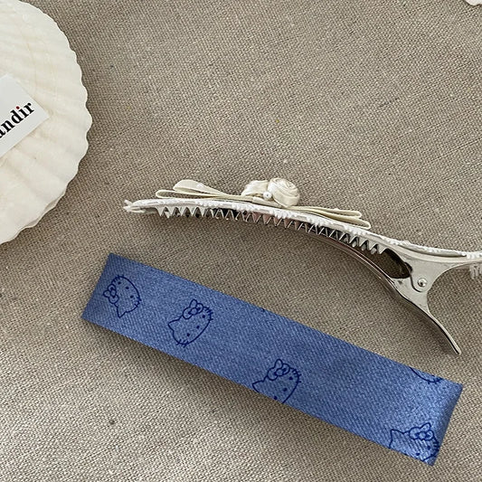 Women Blue White Print alligator Clips Fashion Elegant Simple Lightweight in Store Hairpins Accessories for Female Causal Daily