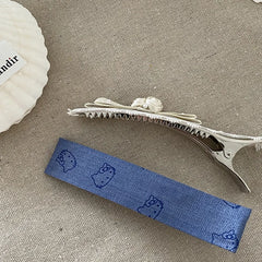 Women Blue White Print alligator Clips Fashion Elegant Simple Lightweight in Store Hairpins Accessories for Female Causal Daily